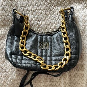 Steve Madden Black and Gold Shoulder Bag with Chain Detail